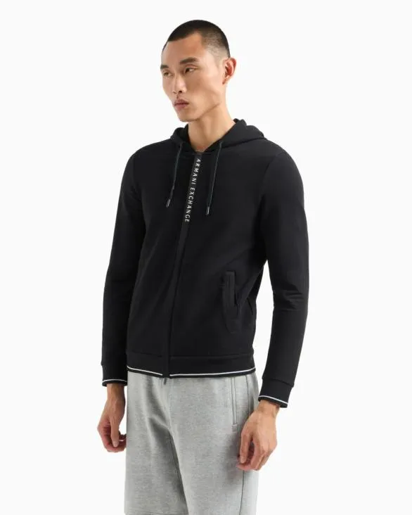 Stretch Fabric Zipup Sweatshirt Black Men Armani Matching Sets Stretch Fabric Zipup Sweatshirt Black Men Armani Matching Sets