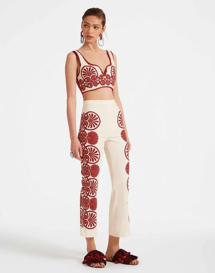 Stretch Pants Medallion Place Cream Women La Double J Shorts and Pants Stretch Pants Medallion Place Cream Women La Double J Shorts and Pants