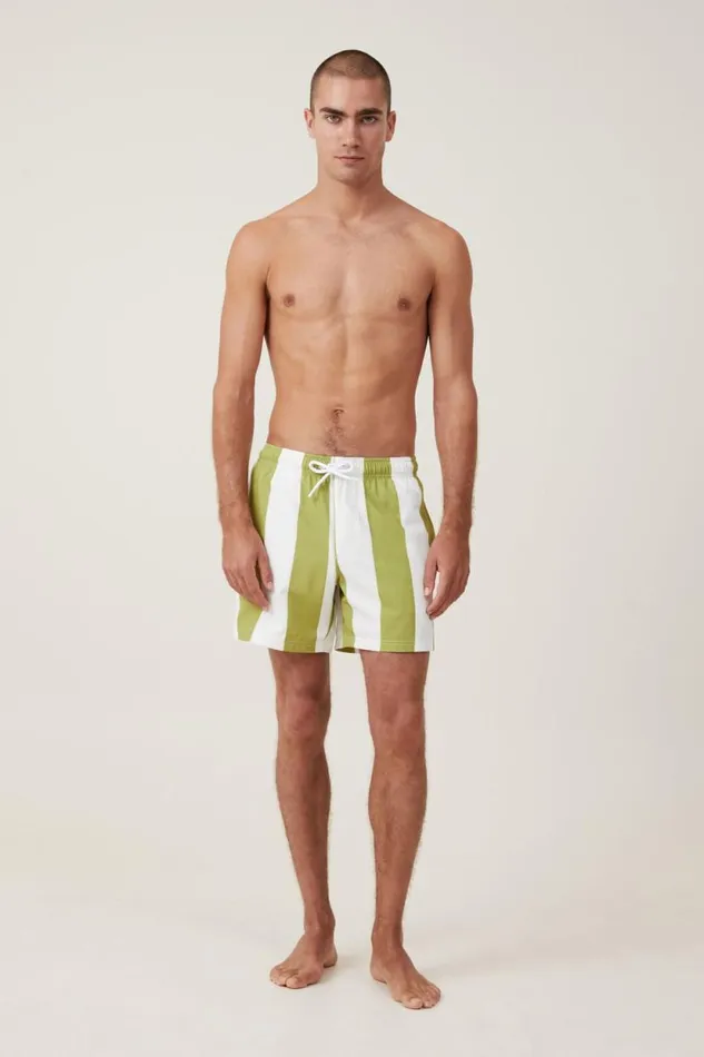Stretch Swim Short Sage Bold Stripe Men Cotton On Shorts