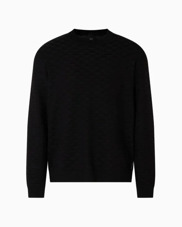 Striped Viscose Blend Sweater Black Men Armani Knitwear