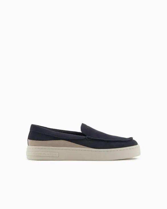 Suede Slip On Navyblue Men Armani Sneakers