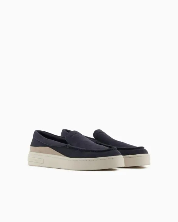 Suede Slip On Navyblue Men Armani Sneakers Suede Slip On Navyblue Men Armani Sneakers