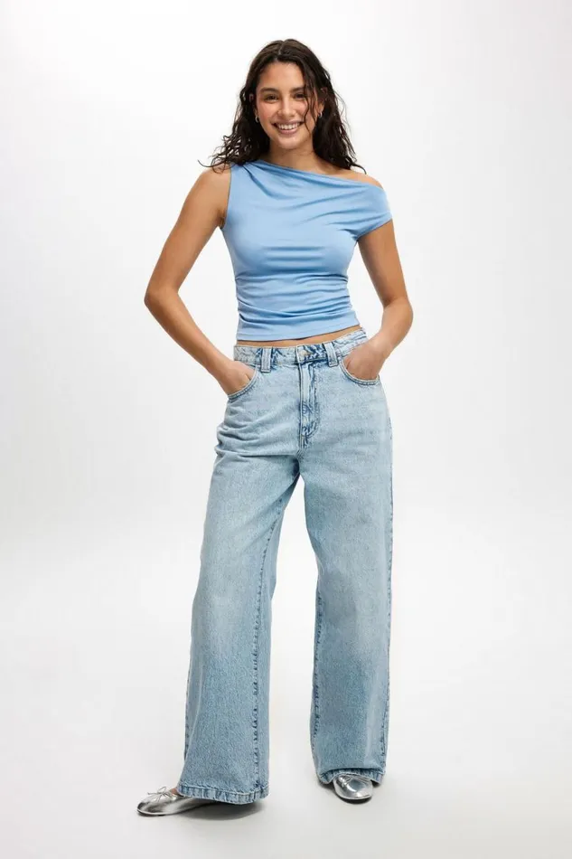 Super Baggy Jean Palm Blue Women Cotton On Pants