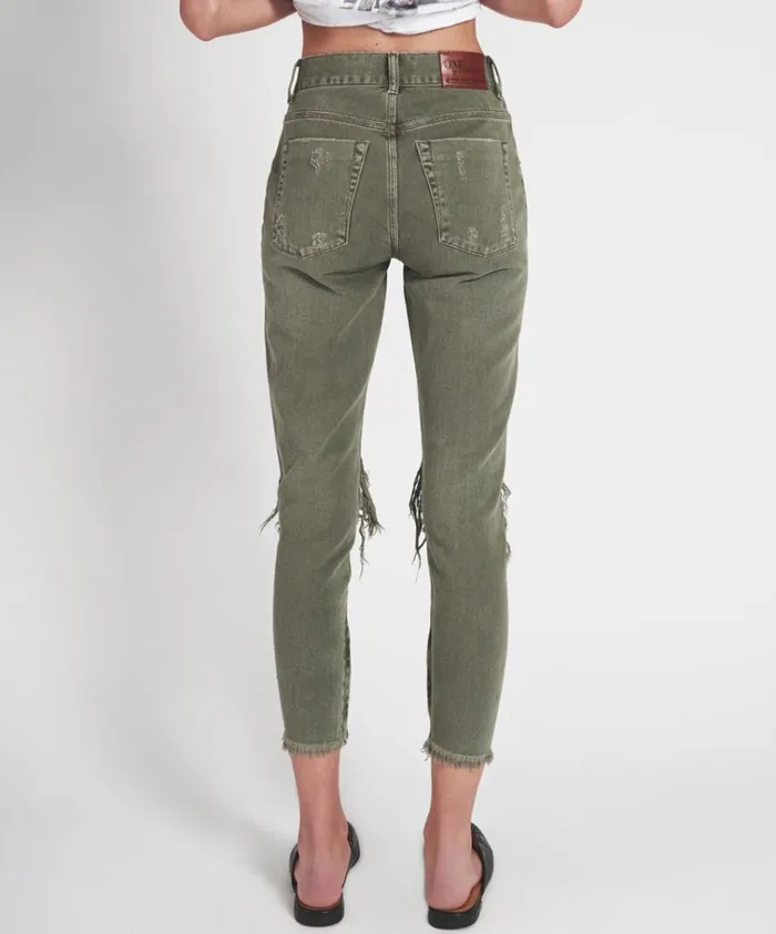 SUPER KHAKI HIGH WAIST FREEBIRDS SKINNY PANT Women One Teaspoon Bottoms SUPER KHAKI HIGH WAIST FREEBIRDS SKINNY PANT Women One Teaspoon Bottoms