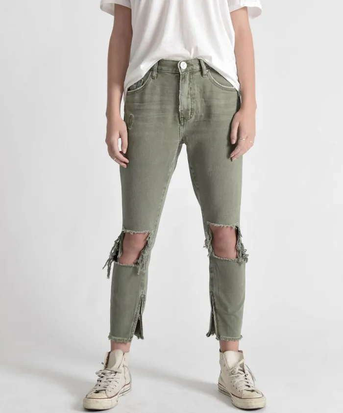 SUPER KHAKI HIGH WAIST FREEBIRDS SKINNY PANT Women One Teaspoon Bottoms SUPER KHAKI HIGH WAIST FREEBIRDS SKINNY PANT Women One Teaspoon Bottoms