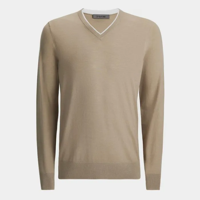 Sweaters Men GFORE MERINO WOOL BLEND V NECK SWEATER Dune
