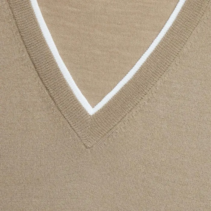 Sweaters Men GFORE MERINO WOOL BLEND V NECK SWEATER Dune Sweaters Men GFORE MERINO WOOL BLEND V NECK SWEATER Dune