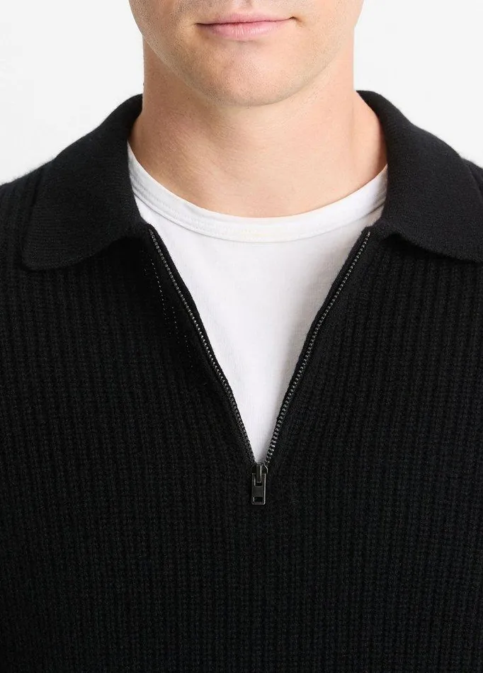 Sweaters Men Vince Shaker WoolCashmere QuarterZip Polo Sweater Black Sweaters Men Vince Shaker WoolCashmere QuarterZip Polo Sweater Black