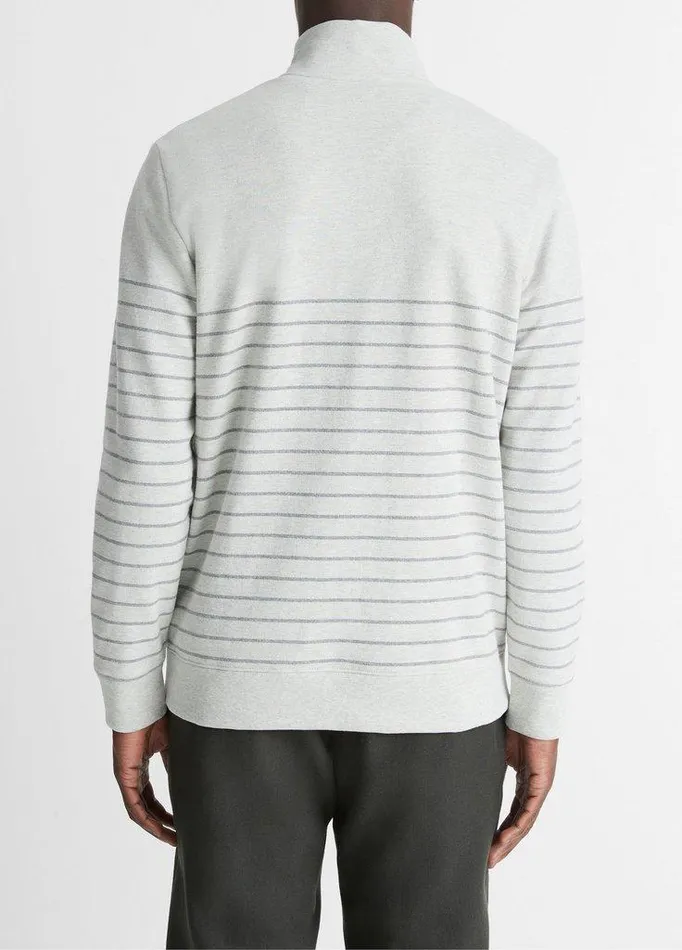Sweaters Men Vince Striped Sueded Cotton QuarterZip Pullover Light Heather Greyheather Onyx Sweaters Men Vince Striped Sueded Cotton QuarterZip Pullover Light Heather Greyheather Onyx