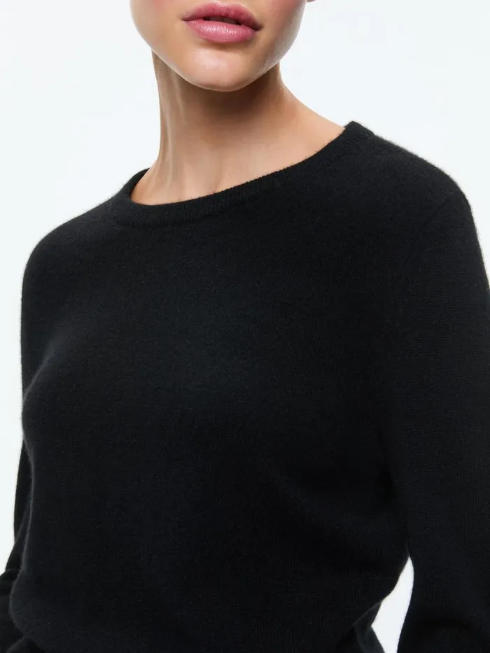 Sweaters Women Alice Olivia CAROLANN SHRUNKEN CREW NECK PULLOVER Black