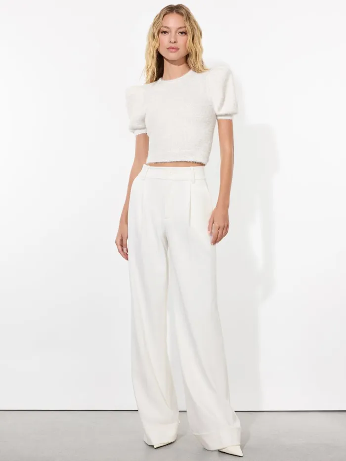 Sweaters Women Alice Olivia CIARA PUFF SLEEVE SWEATER Soft White