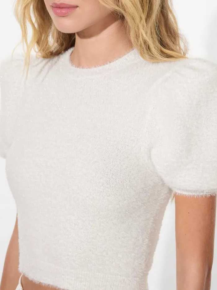 Sweaters Women Alice Olivia CIARA PUFF SLEEVE SWEATER Soft White