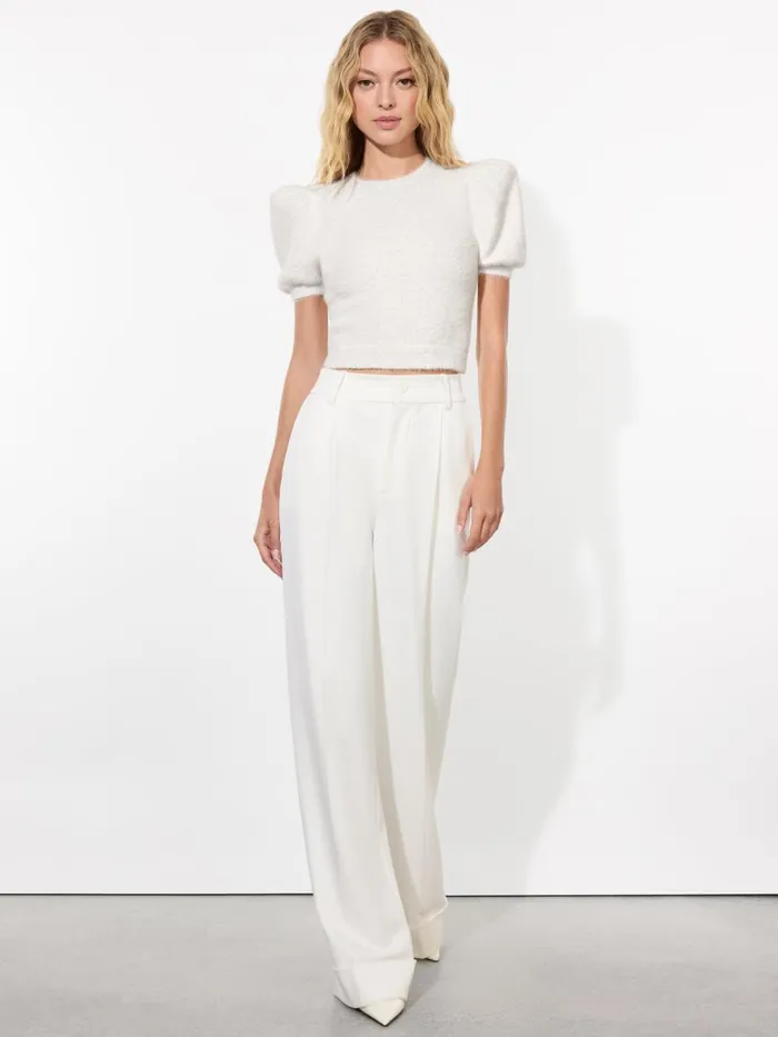 Sweaters Women Alice Olivia CIARA PUFF SLEEVE SWEATER Soft White