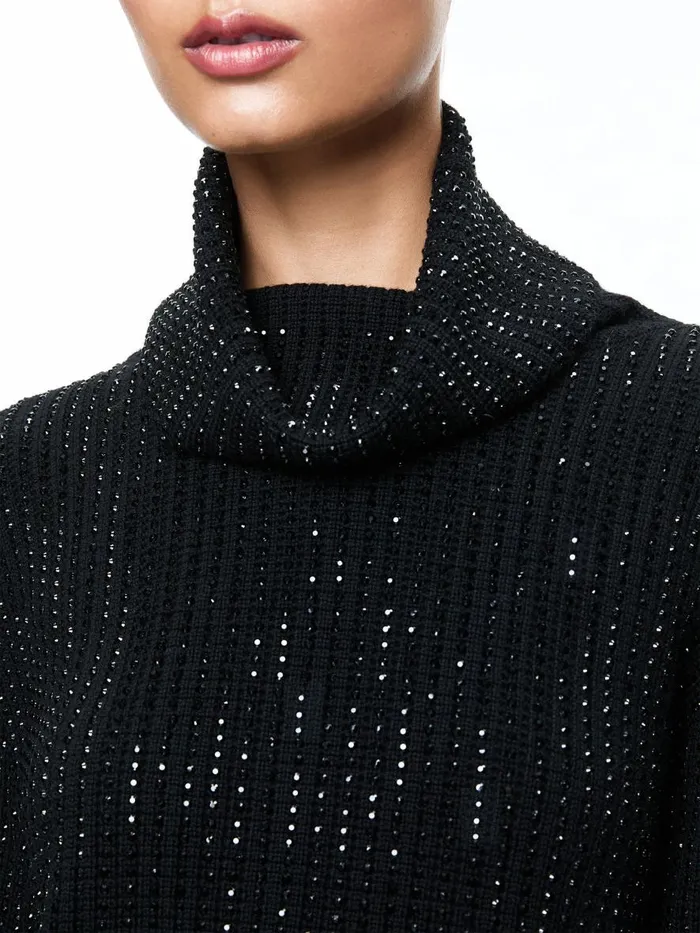 Sweaters Women Alice Olivia CORIN PULLOVER WITH HEATSET STONES Black