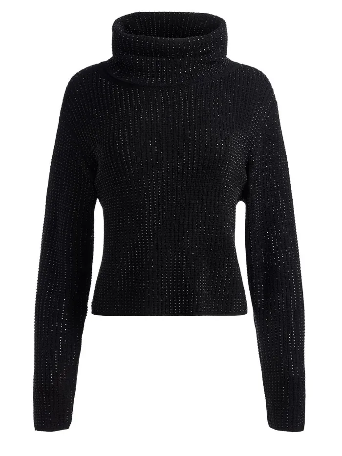 Sweaters Women Alice Olivia CORIN PULLOVER WITH HEATSET STONES Black