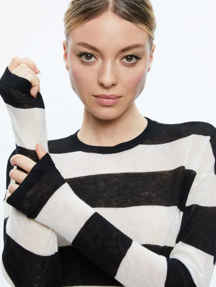 Sweaters Women Alice Olivia SHERRELL CREW NECK PULLOVER Blackecru