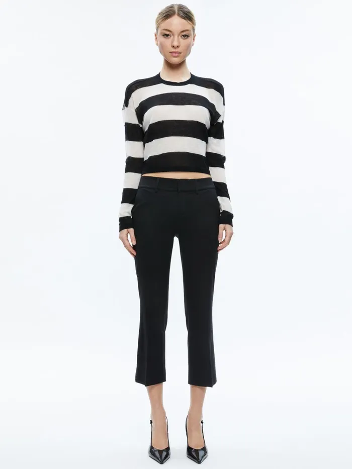 Sweaters Women Alice Olivia SHERRELL CREW NECK PULLOVER Blackecru
