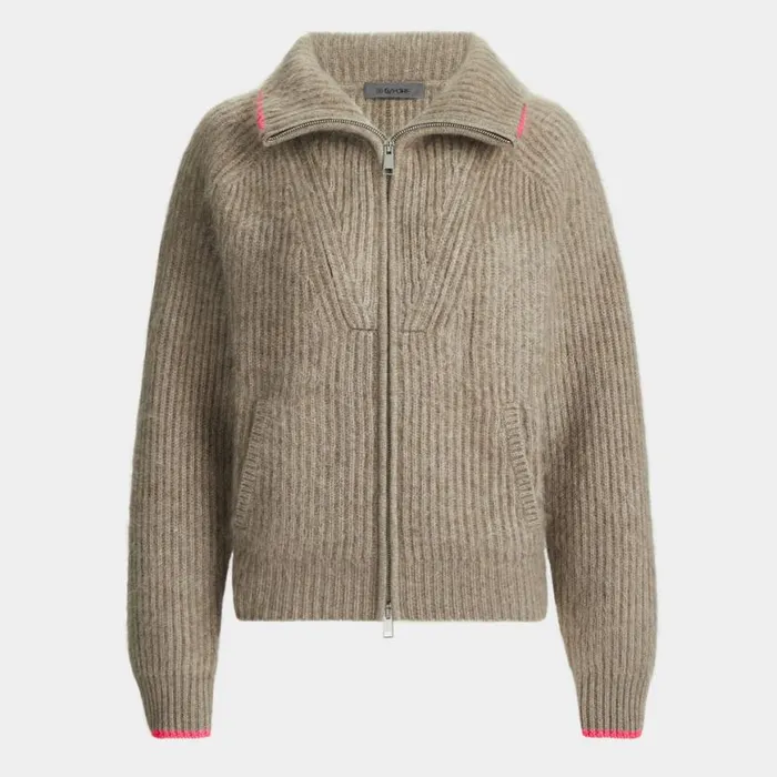 Sweaters Women GFORE FUNNEL NECK BRUSHED CASHMERE FULL ZIP SWEATER Heather Dune Sweaters Women GFORE FUNNEL NECK BRUSHED CASHMERE FULL ZIP SWEATER Heather Dune