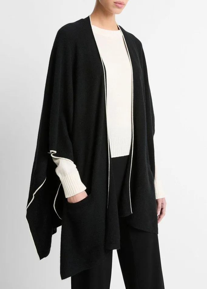 Sweaters Women Vince Tipped JerseyKnit Cashmere Cape Black