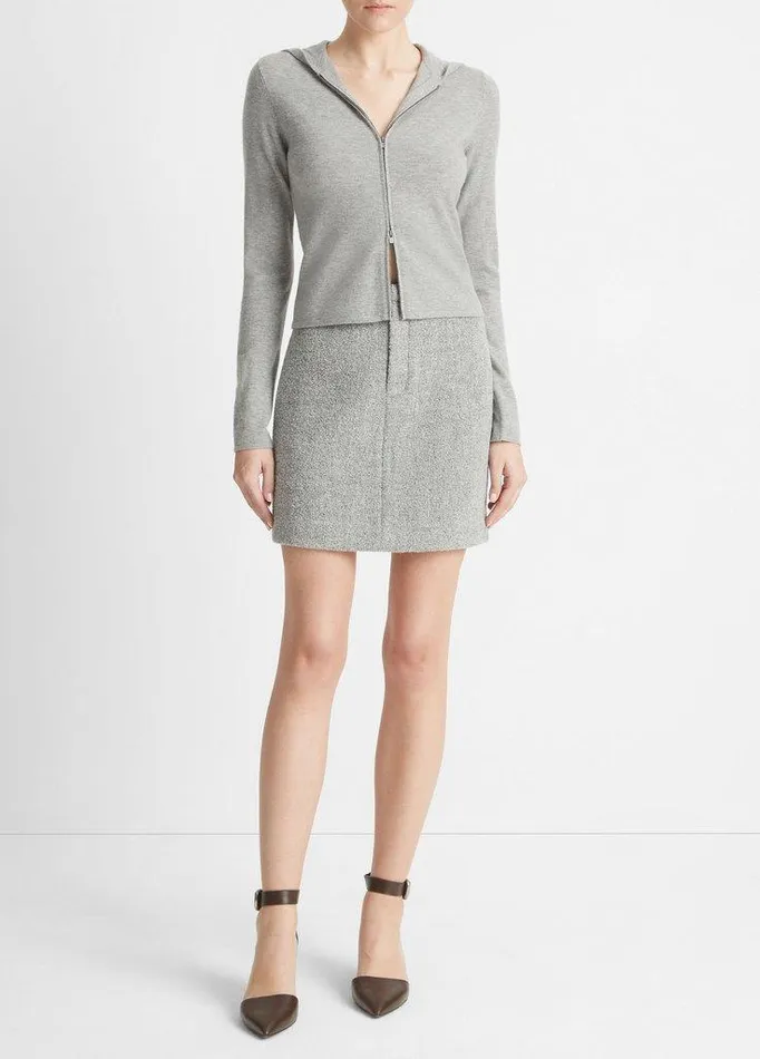 Sweaters Women Vince WoolBlend Zip Hoodie Heather Silver Dust