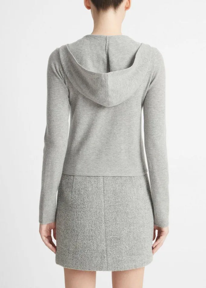 Sweaters Women Vince WoolBlend Zip Hoodie Heather Silver Dust Sweaters Women Vince WoolBlend Zip Hoodie Heather Silver Dust