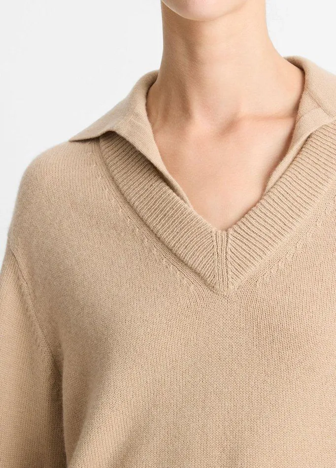 Sweaters Women Vince WoolCashmere DoubleLayer Collared Pullover Camel Sweaters Women Vince WoolCashmere DoubleLayer Collared Pullover Camel