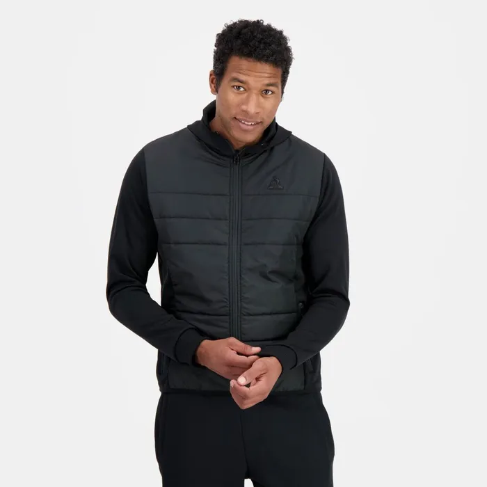 Sweatshirts Men Le Coq Sportif Ton Sur Ton ZipUp Hoodie Hybride Dperlant Black