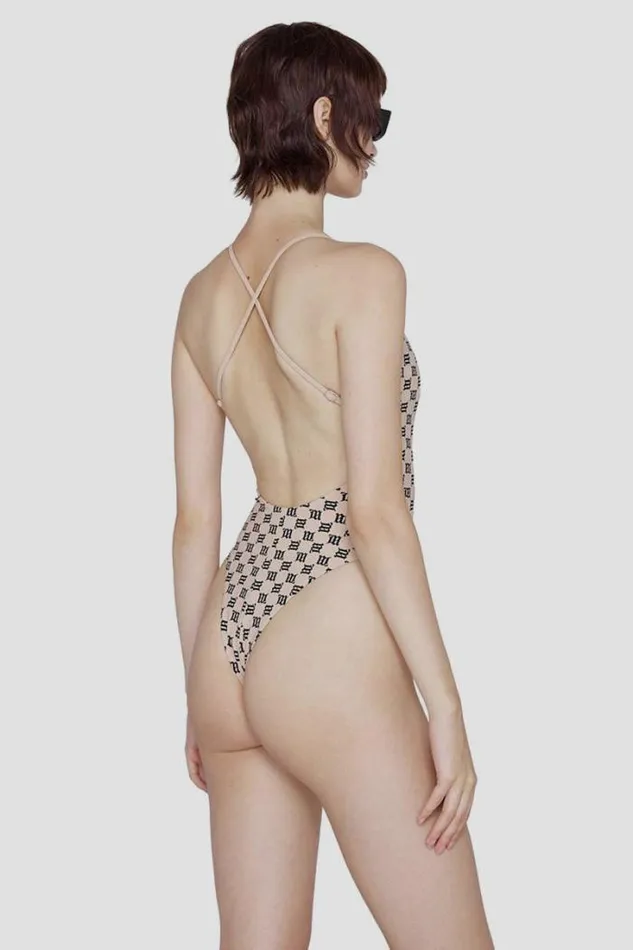 Swim Signature Monogram One Piece Beige Women MISBHV Swimwear