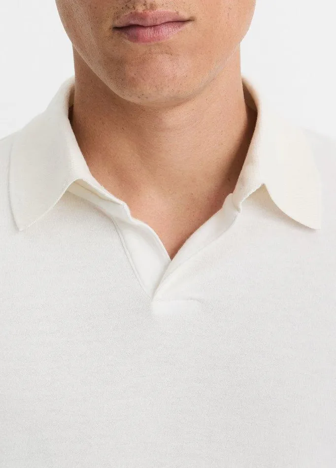 TShirts and Polos Men Vince DoubleFace CottonBlend LongSleeve Polo Shirt Classic Creamoptic White TShirts and Polos Men Vince DoubleFace CottonBlend LongSleeve Polo Shirt Classic Creamoptic White