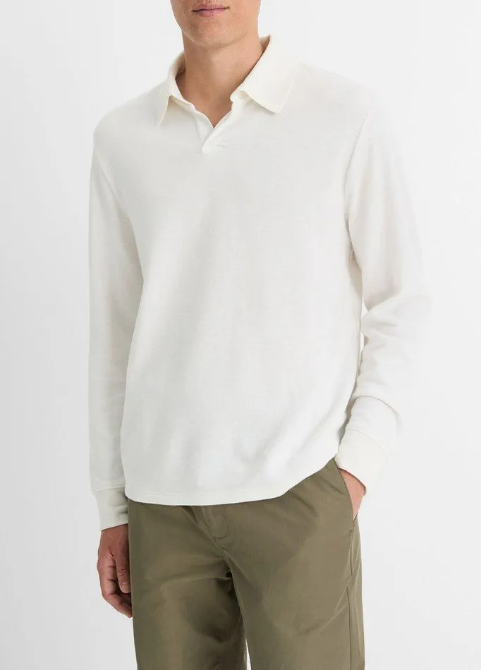 TShirts and Polos Men Vince DoubleFace CottonBlend LongSleeve Polo Shirt Classic Creamoptic White TShirts and Polos Men Vince DoubleFace CottonBlend LongSleeve Polo Shirt Classic Creamoptic White
