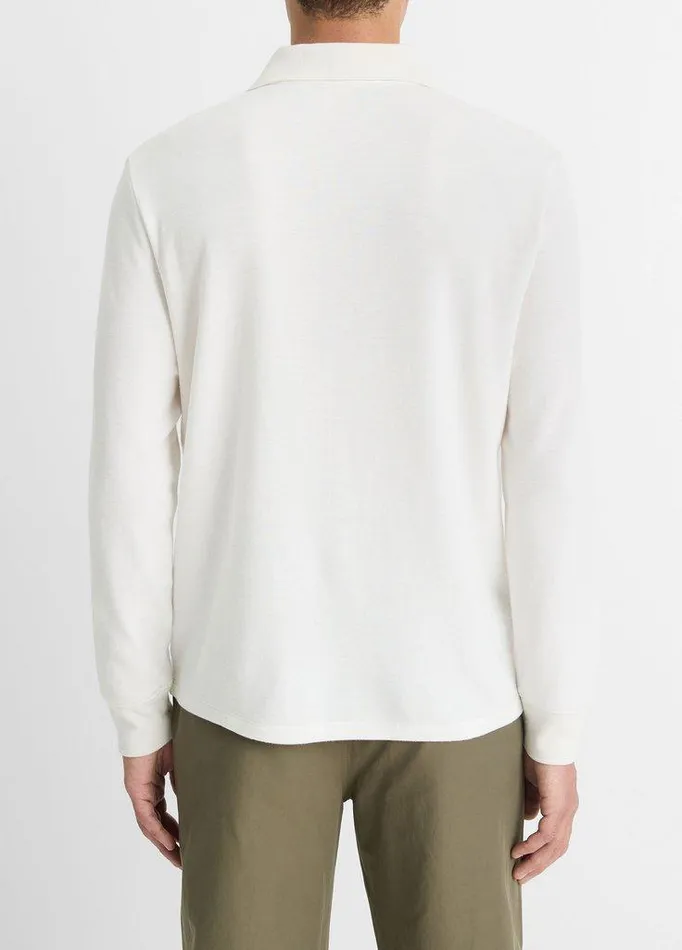 TShirts and Polos Men Vince DoubleFace CottonBlend LongSleeve Polo Shirt Classic Creamoptic White TShirts and Polos Men Vince DoubleFace CottonBlend LongSleeve Polo Shirt Classic Creamoptic White