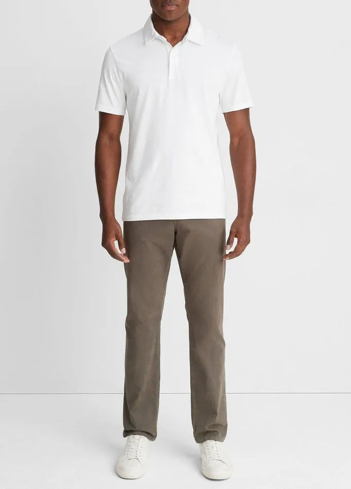 TShirts and Polos Men Vince Garment Dye Cotton Polo Shirt Optic White