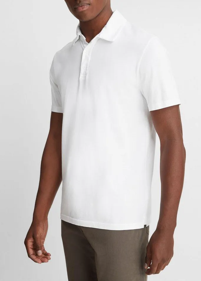 TShirts and Polos Men Vince Garment Dye Cotton Polo Shirt Optic White TShirts and Polos Men Vince Garment Dye Cotton Polo Shirt Optic White