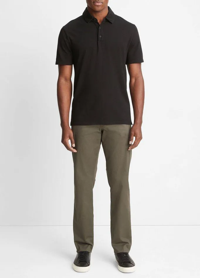 TShirts and Polos Men Vince Garment Dye Cotton Polo Shirt True Black