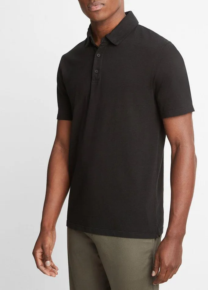 TShirts and Polos Men Vince Garment Dye Cotton Polo Shirt True Black TShirts and Polos Men Vince Garment Dye Cotton Polo Shirt True Black
