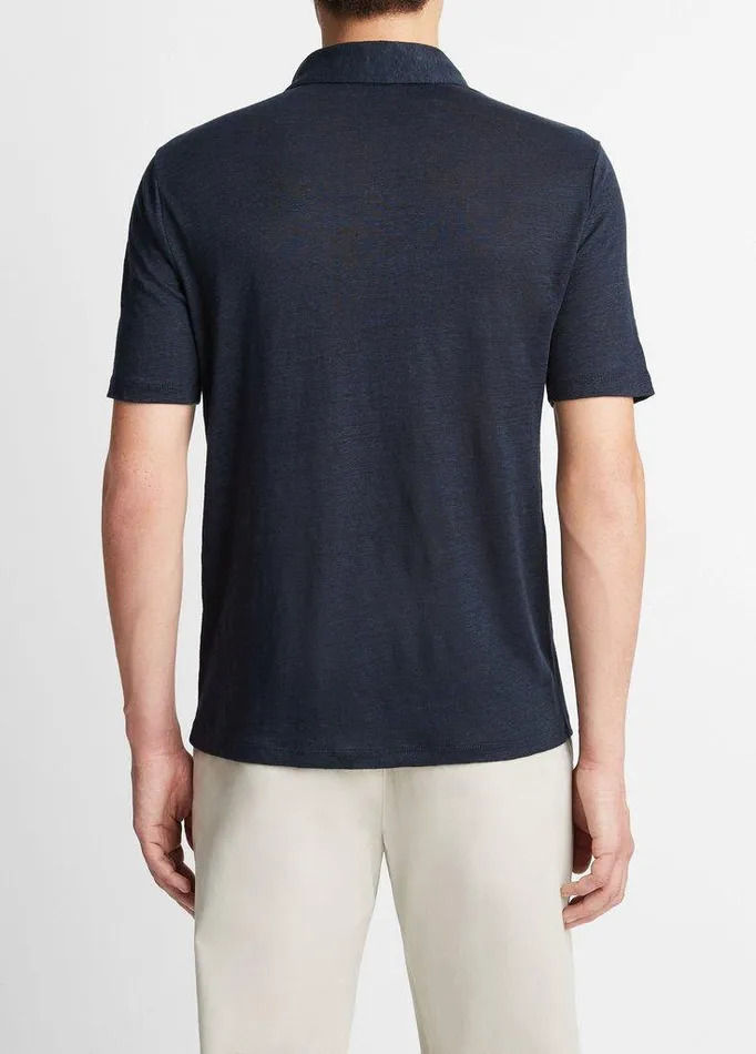 TShirts and Polos Men Vince Linen Polo Shirt Coastal Blue TShirts and Polos Men Vince Linen Polo Shirt Coastal Blue
