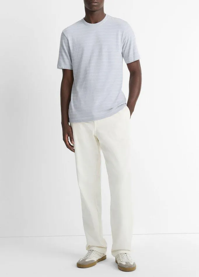 TShirts and Polos Men Vince Striped Cotton TShirt Ocean Glassoptic White