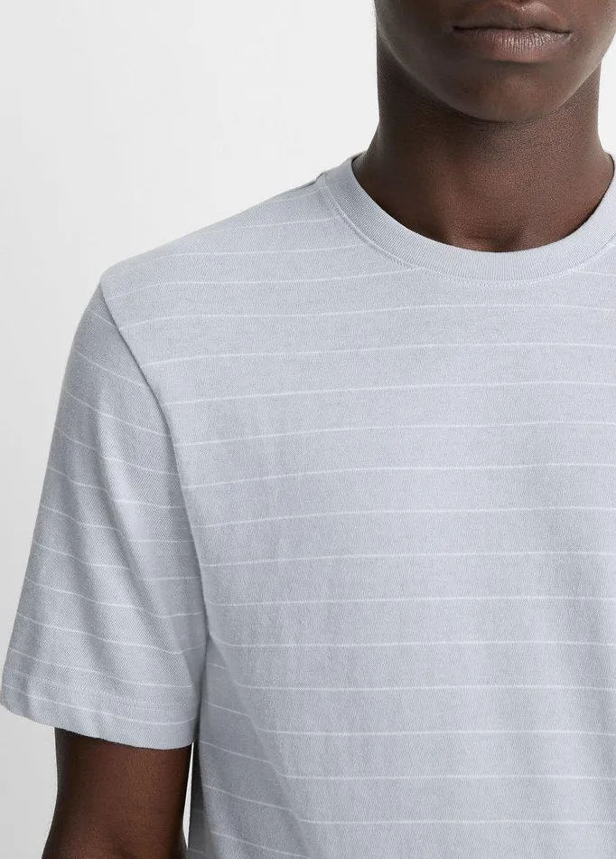 TShirts and Polos Men Vince Striped Cotton TShirt Ocean Glassoptic White TShirts and Polos Men Vince Striped Cotton TShirt Ocean Glassoptic White