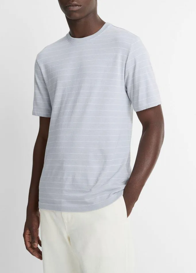 TShirts and Polos Men Vince Striped Cotton TShirt Ocean Glassoptic White TShirts and Polos Men Vince Striped Cotton TShirt Ocean Glassoptic White