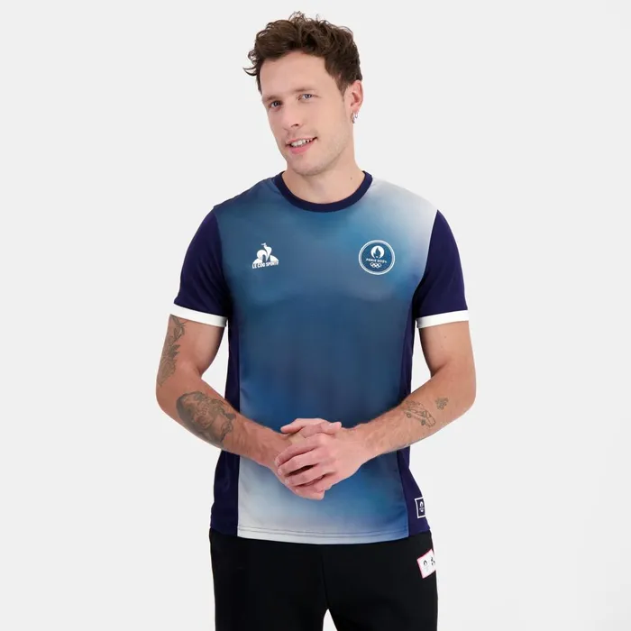 Tshirts And Tops Men Le Coq Sportif Paris 2024 TShirt Bleu Nuitmarshmallow