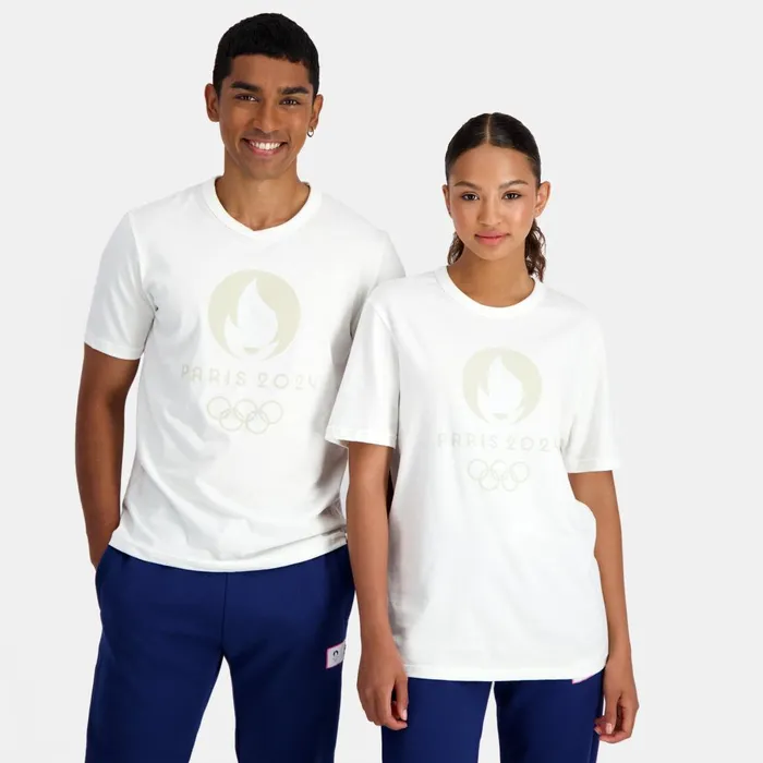 Tshirts And Tops MenWomen Le Coq Sportif Paris 2024 TShirt Marshmallow