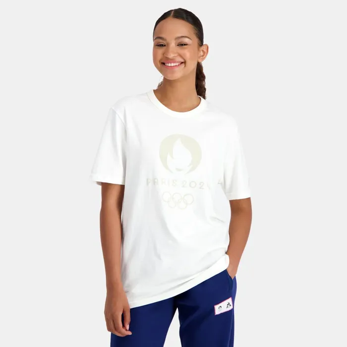 Tshirts And Tops MenWomen Le Coq Sportif Paris 2024 TShirt Marshmallow