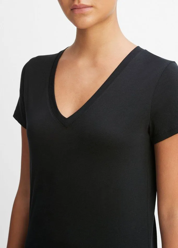 TShirts Women Vince Essential Pima Cotton VNeck TShirt Black TShirts Women Vince Essential Pima Cotton VNeck TShirt Black