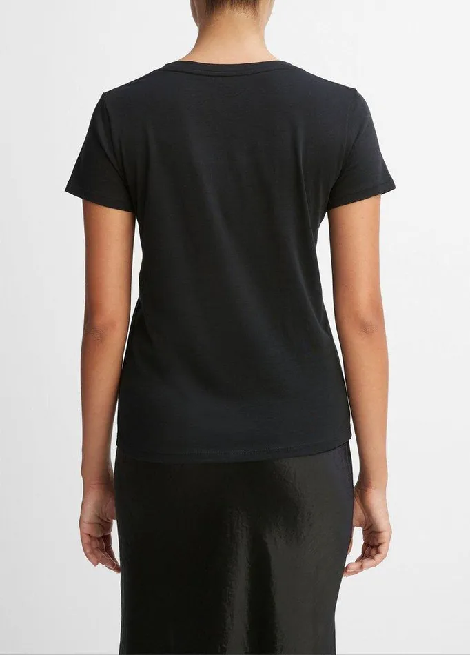 TShirts Women Vince Essential Pima Cotton VNeck TShirt Black TShirts Women Vince Essential Pima Cotton VNeck TShirt Black