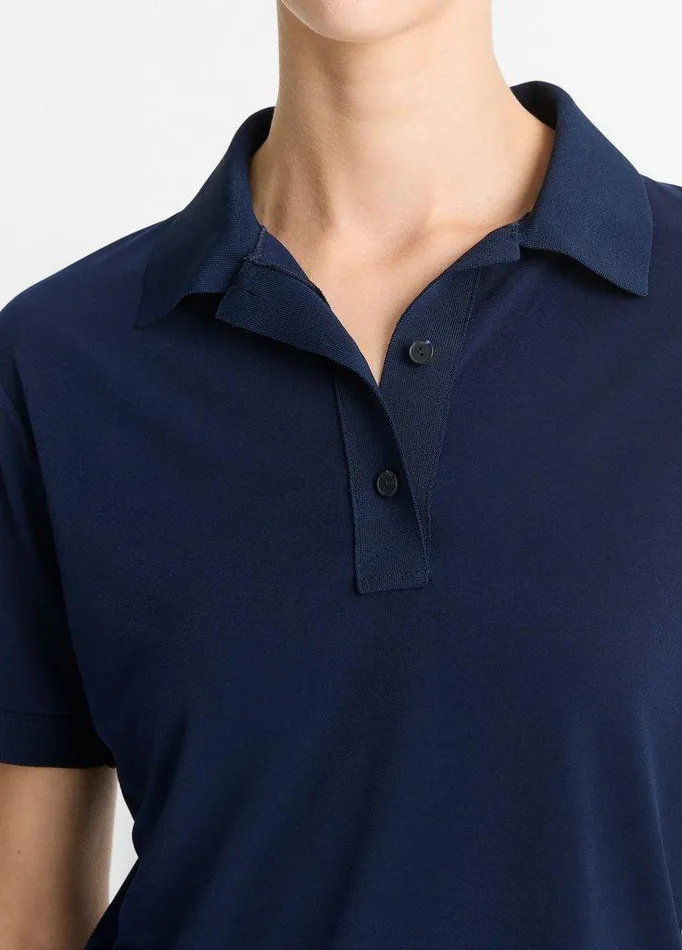 TShirts Women Vince Jersey Polo Shirt Navy TShirts Women Vince Jersey Polo Shirt Navy
