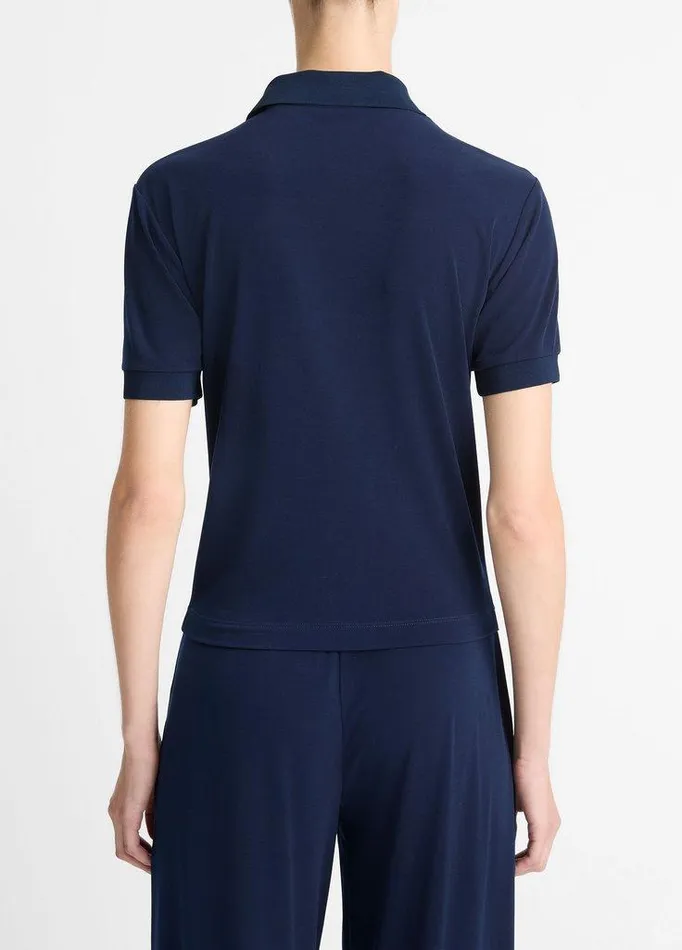 TShirts Women Vince Jersey Polo Shirt Navy TShirts Women Vince Jersey Polo Shirt Navy