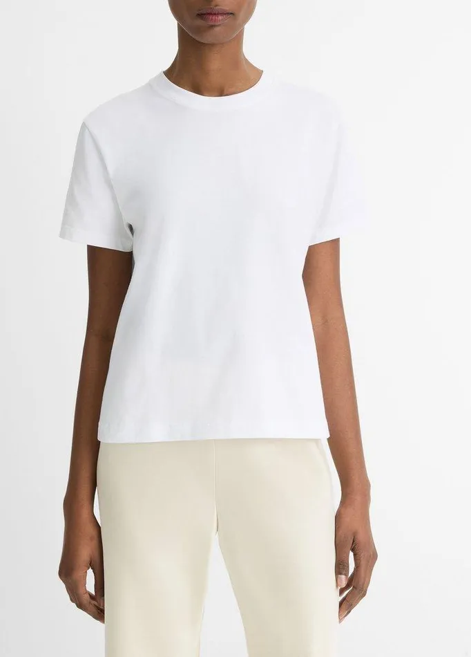 TShirts Women Vince Pima Cotton Crew Neck TShirt Optic White
