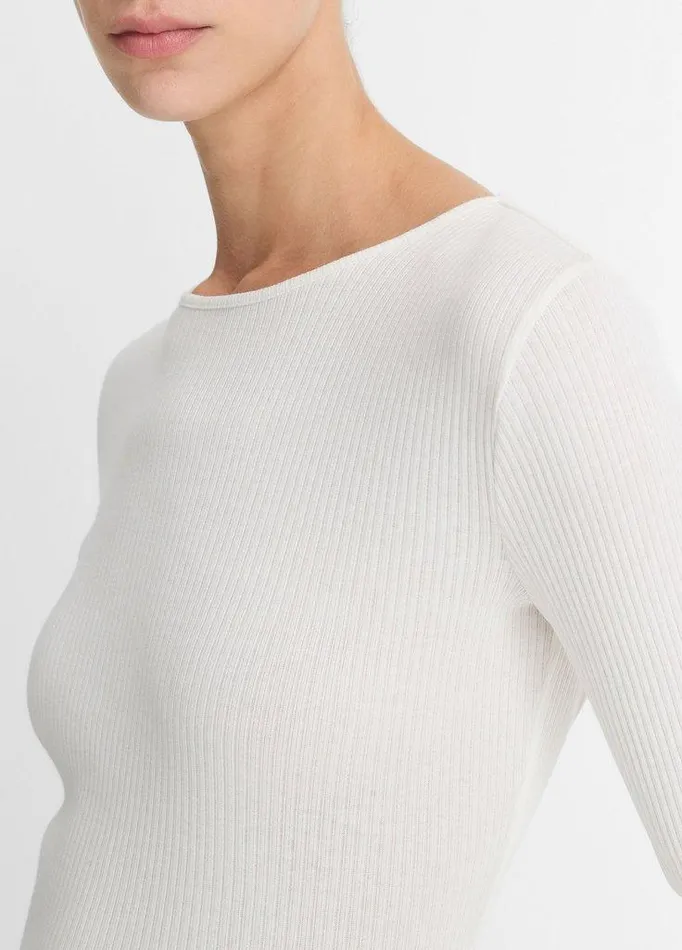 TShirts Women Vince Ribbed Pima Cotton LongSleeve TShirt Off White TShirts Women Vince Ribbed Pima Cotton LongSleeve TShirt Off White