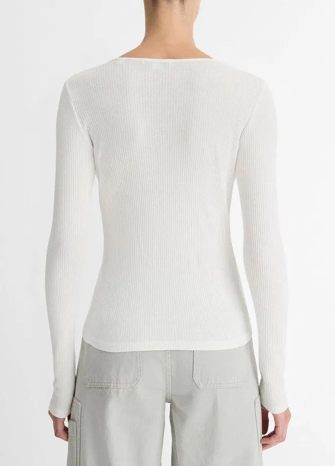 TShirts Women Vince Ribbed Pima Cotton LongSleeve TShirt Off White TShirts Women Vince Ribbed Pima Cotton LongSleeve TShirt Off White