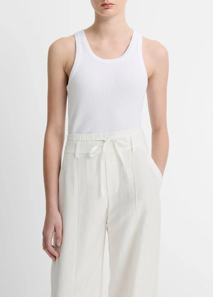 TShirts Women Vince Ribbed ScoopNeck Tank Optic White